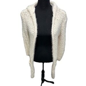 Poof Apparel Cardigan Women's Size Small W/Hoodie Open Drape Long Sleeve Pockets